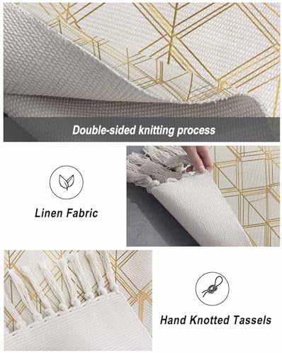 SEVENBAbu Golden Geometric Area Rug 4x6