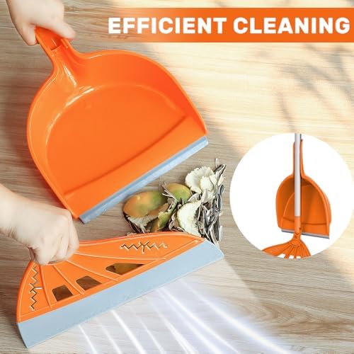 Magic Air Broom with Dustpan and Adjustable Handle Orange