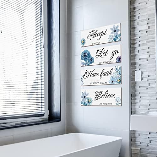 Joyhawk 4 Piece Blue Flower Wall Decor Set