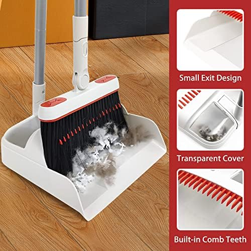JEHONN Push Broom with Dust Pan and Mop for Floor Cleaning