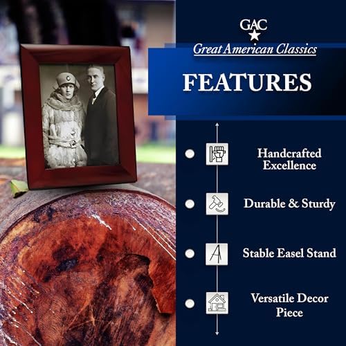 GAC Mahogany Wood Frame - 8x10 Inch Easel Back Photo Display