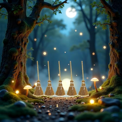 5Pcs Witch Broomstick Set Miniature Brooms Cinnamon Broom Decorative Tools