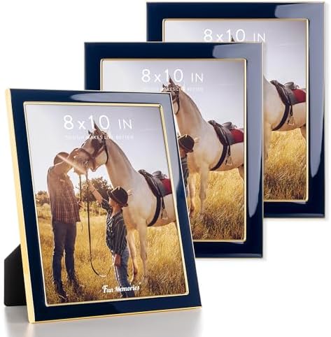 Fun Memories 8x10 Picture Frame - Navy Blue with Gold Edge