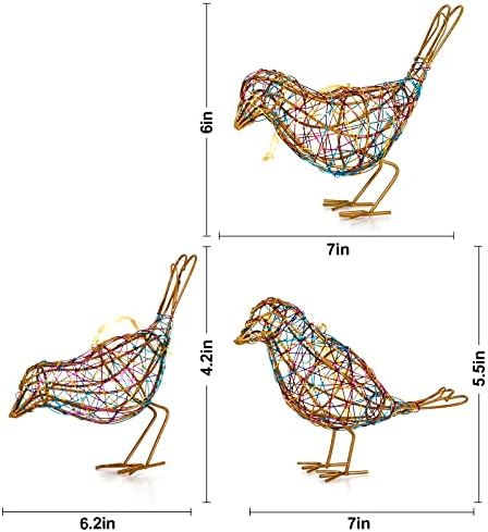 Modern Table Decor Set of 3 - Handmade Metal Bird Sculptures