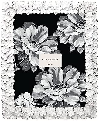 Laura Ashley 8x10 White Silver Flower Resin Frame