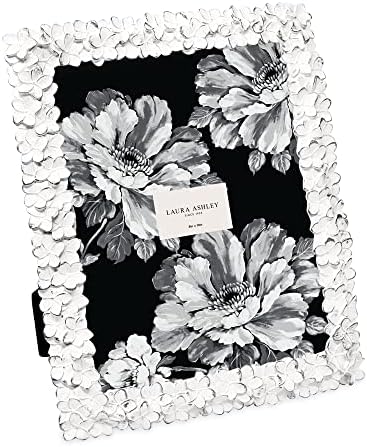 Laura Ashley 8x10 White Silver Flower Resin Frame