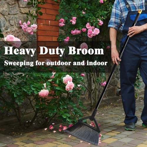 Heavy Duty Angle Broom 2 Pack with Longer Handle