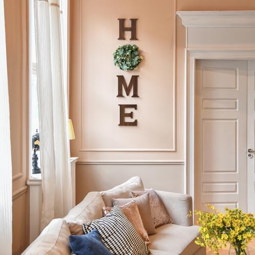 Mkono Farmhouse Wall Sign with Artificial Eucalyptus