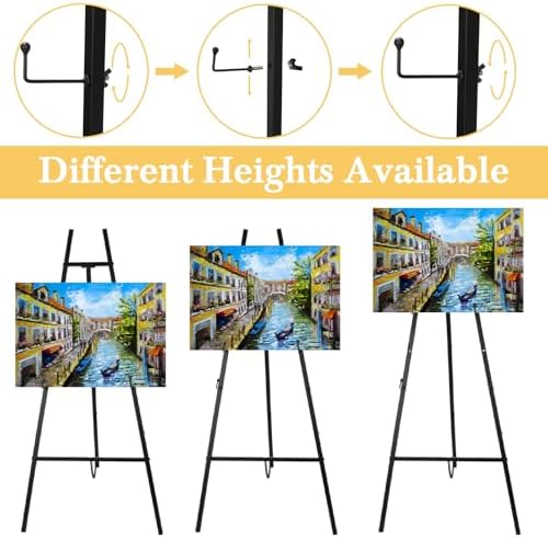 Yuntau 3 Pieces Black Metal Easel Stand for Sign