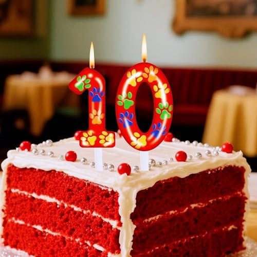 TGBYHN Number 6 Dog Paw Birthday Candles