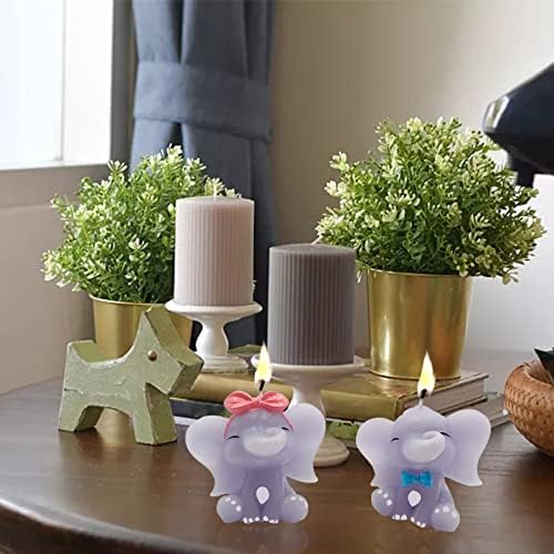2PCS Cute Elephant Candles Handmade Birthday Anniversary Decor