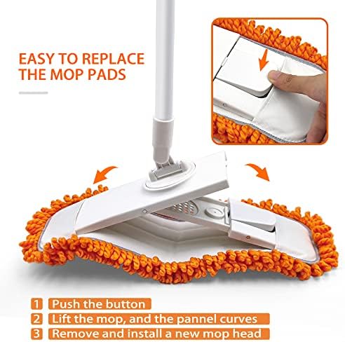 JEHONN Push Broom with Dust Pan and Mop for Floor Cleaning