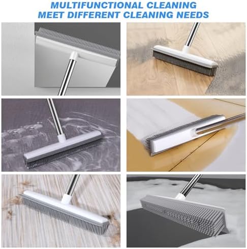QLEANZY Rubber Broom with Squeegee and Pet Hair Removal