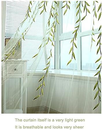 Ufurty 2 Pieces Willow Leaf Sheer Curtains