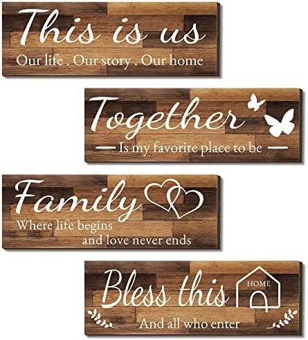 Joyhawk 4 Piece Wall Signs Set Rustic Wooden Farmhouse Decor