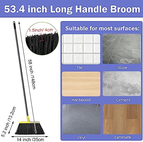 Roshtia 8 Pcs Heavy Duty Broom Set with Long Handle
