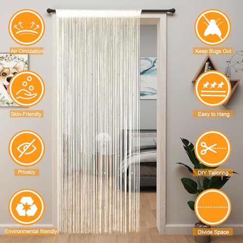 YIIBAII Beaded Curtain Panels for Doorways