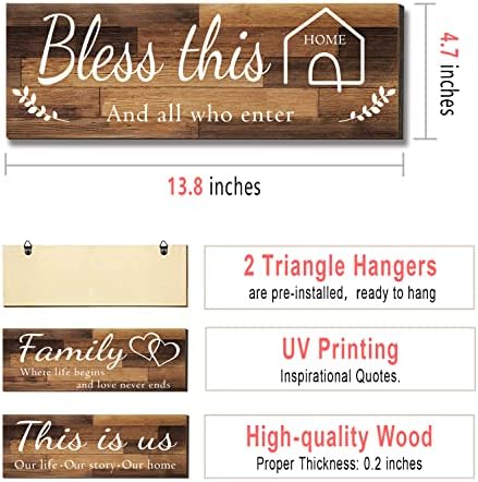 Joyhawk 4 Piece Wall Signs Set Rustic Wooden Farmhouse Decor