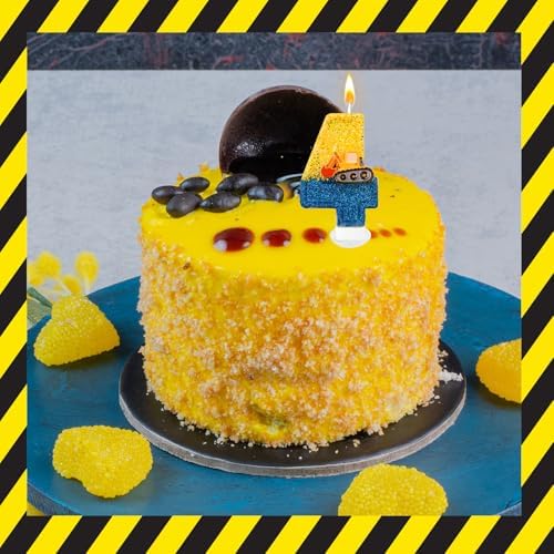 JonesLi Construction Birthday Candle - Number 4 Digger Decor