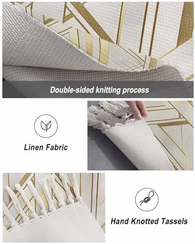 3x5 Golden Foil Stripes Area Rug with Tassels