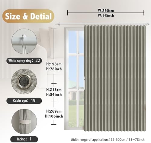 AJAZZ 100 Blackout Door Curtain 98 W x 78 L