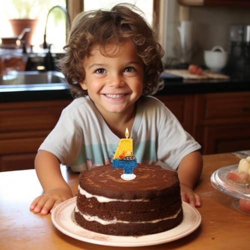 JonesLi Construction Birthday Candle - Number 4 Digger Decor