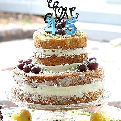 Blue Number 8 Birthday Cake Candle with 3D Crown Design
