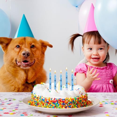 PEUTIER 12Pcs Paw Print Birthday Candles for Dogs and Cats