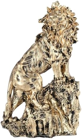 Handmade Resin King Lion Statue for Home Decor