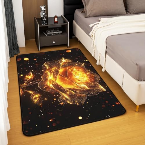 Jejeloiu Gold Romantic Rose Indoor Floor Mat 5x7