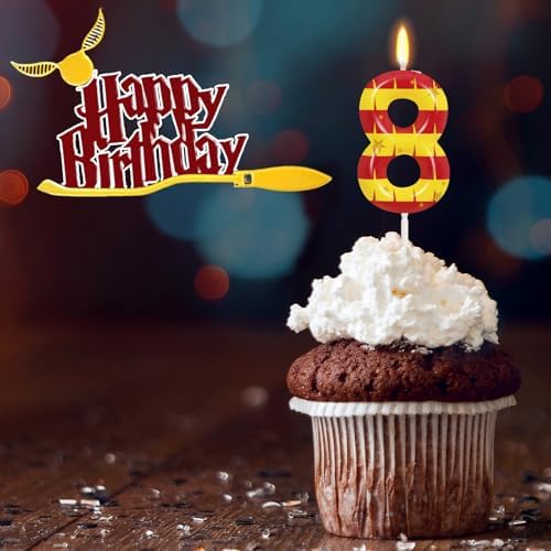 Wizard Themed Birthday Candle Number 8 Cupcake Topper