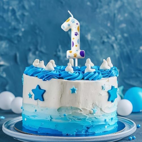 Kandelo Number Dog Paw Birthday Candles 1 White