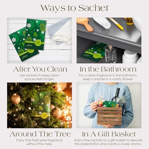 Winter Pine Scented Sachets Pack of 3 Made in USA