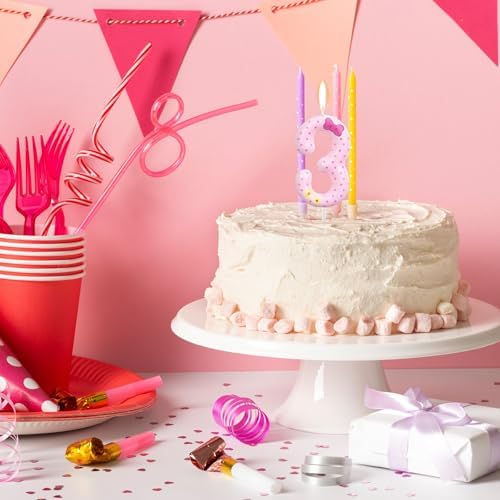 Pink Bow Number 3 Birthday Candle Decor