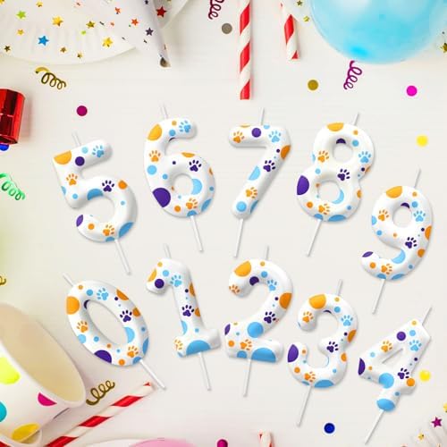 YOOLOOK Blue Dog Paw 4th Birthday Candle Decor