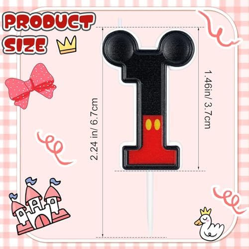 Red Number 1 Mouse Shape Birthday Candle