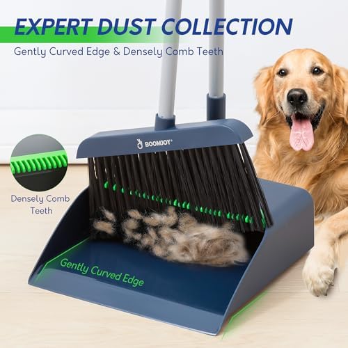 BOOMJOY Adjustable Broom and Dustpan Combo Set