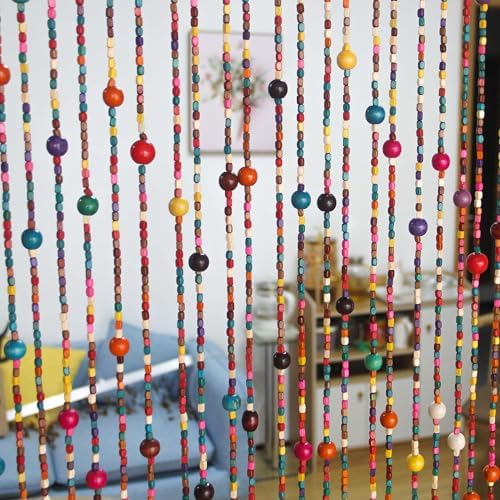 38 Strands Rainbow Boho Door Bead Curtain - 36x79 Inches
