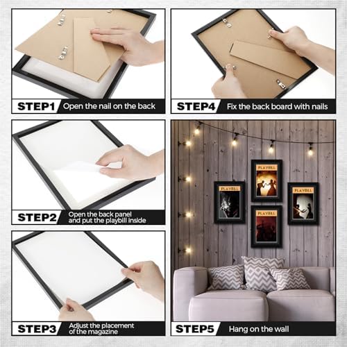 4 Pcs Black Theatre Bill Frame with Stand and Hanger