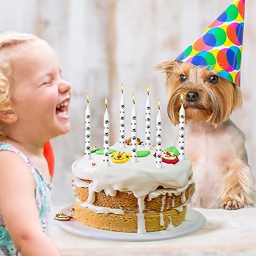 Lidmada 12Pcs Paw Print Birthday Candles for Pet Parties