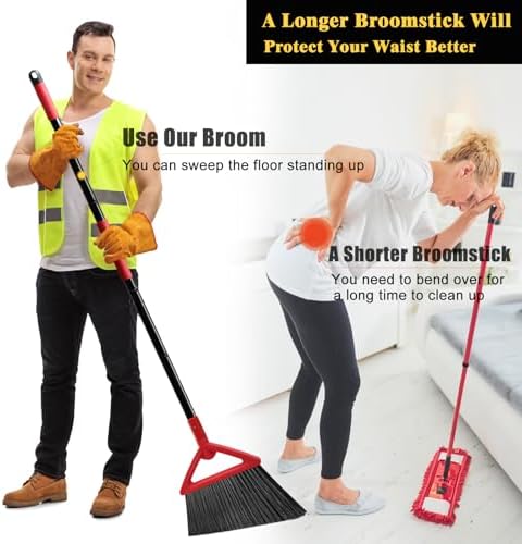Heavy Duty Commercial Angle Broom with Red Handle