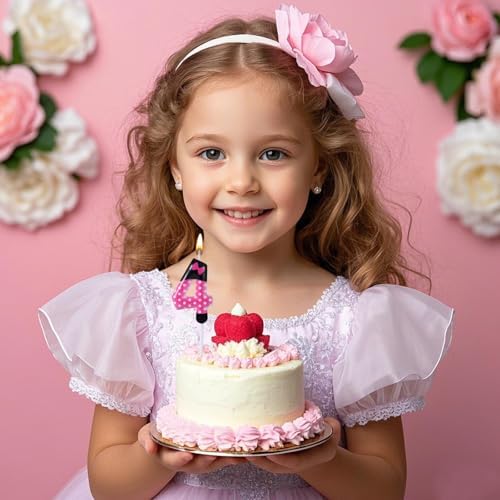 Pink Black Cartoon Mouse 4 Birthday Candle