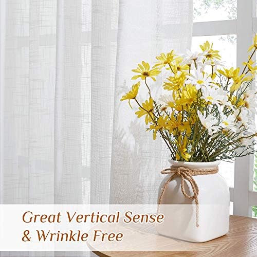 NICETOWN White Faux Linen Curtains 2 Panels 34x80