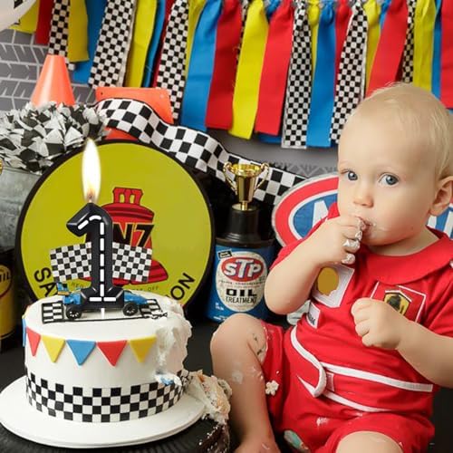 ZHIHUI Racing Cars Birthday Candle Cake Topper