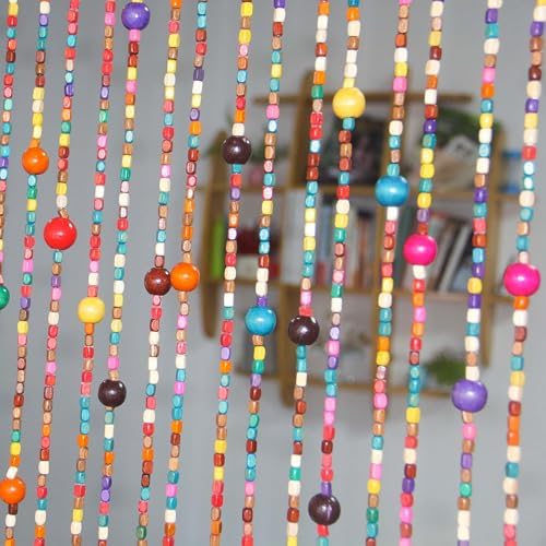 38 Strands Rainbow Boho Door Bead Curtain - 36x79 Inches