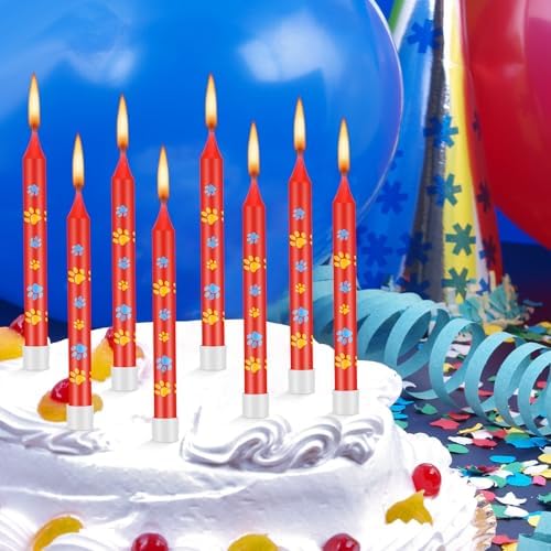 MTLEE 12 Pcs Dog Paw Birthday Candles with Bases
