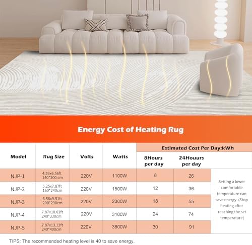 NujorWarm 220V-240V Graphene Heating Rug 200x290cm