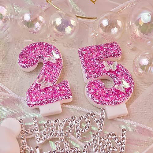 Pink Birthday Candles with 3D Butterfly Design