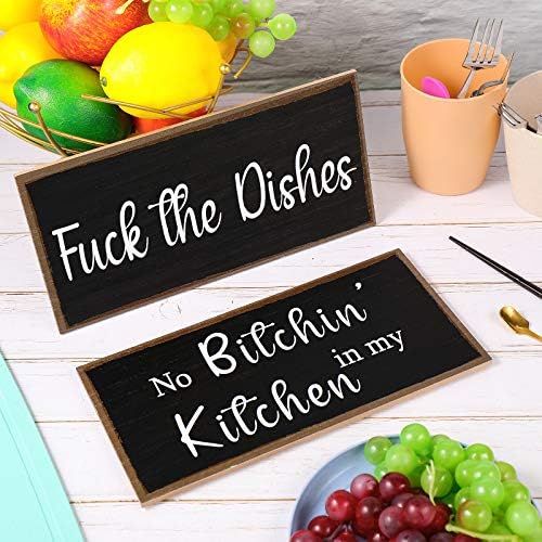 Jetec 2 Pieces Funny Kitchen Wall Signs