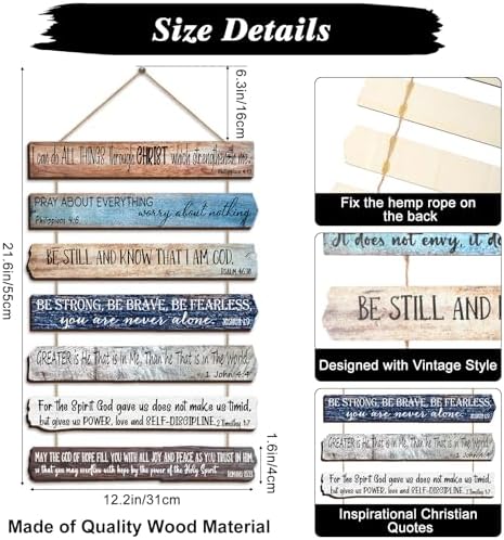 Yookeer Bible Verse Wall Art Set with 7 Pieces